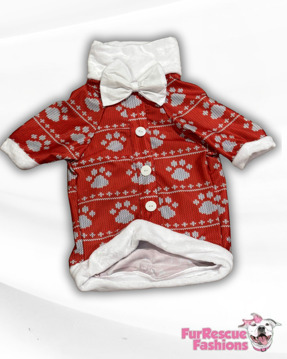 Sweater Paws Dog Faux Button Up Shirt With Sleeves