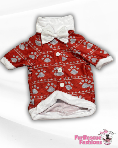 Sweater Paws Dog Faux Button Up Shirt With Sleeves