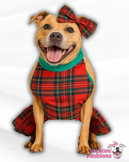 Festive Snow Dog Dress With Ruffle