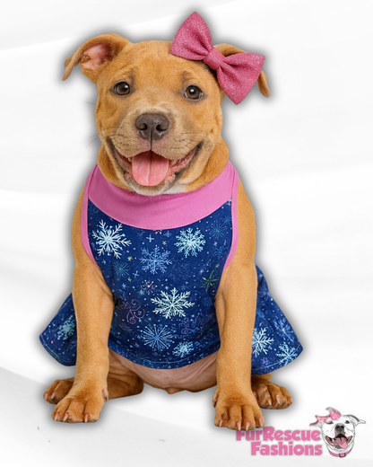 Festive Snow Dog Dress With Ruffle