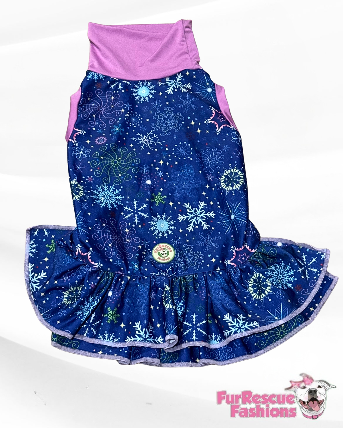 Festive Snow Dog Dress With Ruffle