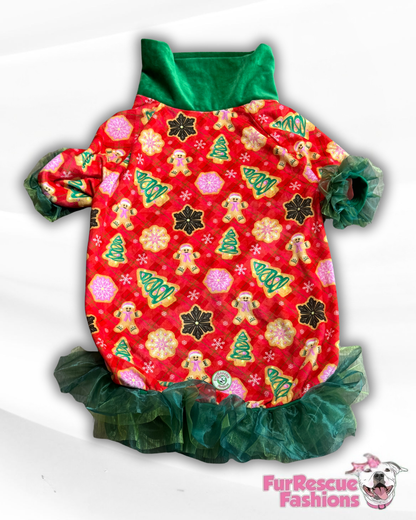Christmas Cookies Dog Shirt With Tulle Accent (Available in any pattern)