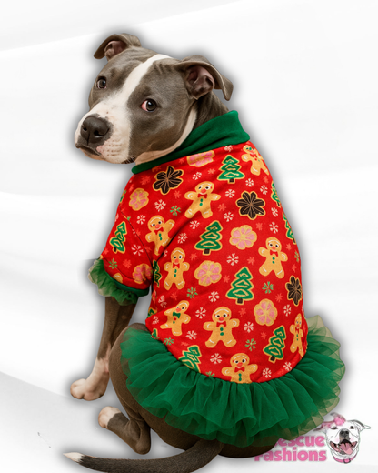 Christmas Cookies Dog Shirt With Tulle Accent (Available in any pattern)