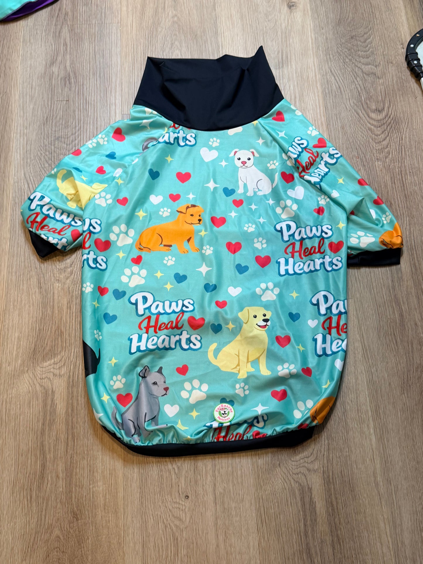 Paws Heal Hearts - Dog Pajama with Pink OR Black Neck & Trim/Sleeves