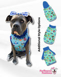 Dog Days of Summer Dog Pajama with Blue Neck & Trim/Sleeves