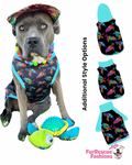 Colored Turtles Dog Pajama with Aqua Neck & Trim/Sleeves