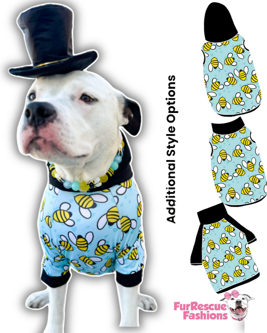 Bumblebees Dog Pajama with Black Neck & Trim/Sleeves