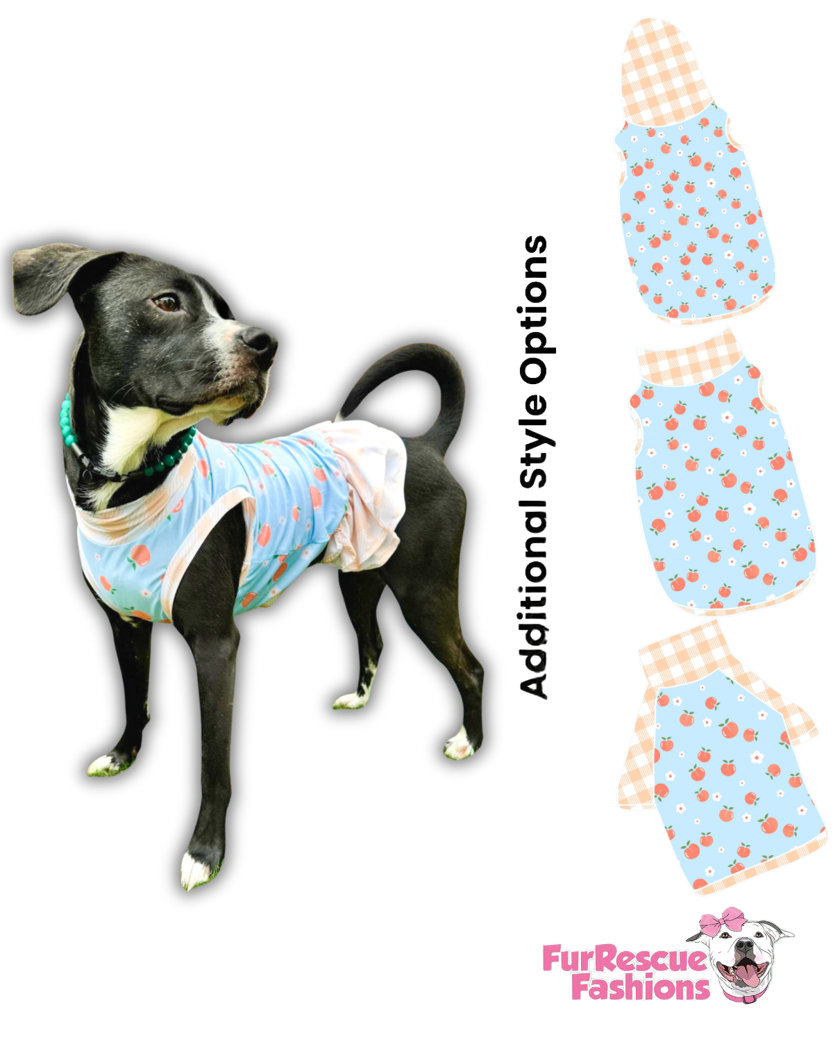 Peachy Delight Dog Pajama with Plaid Neck & Trim/Sleeves