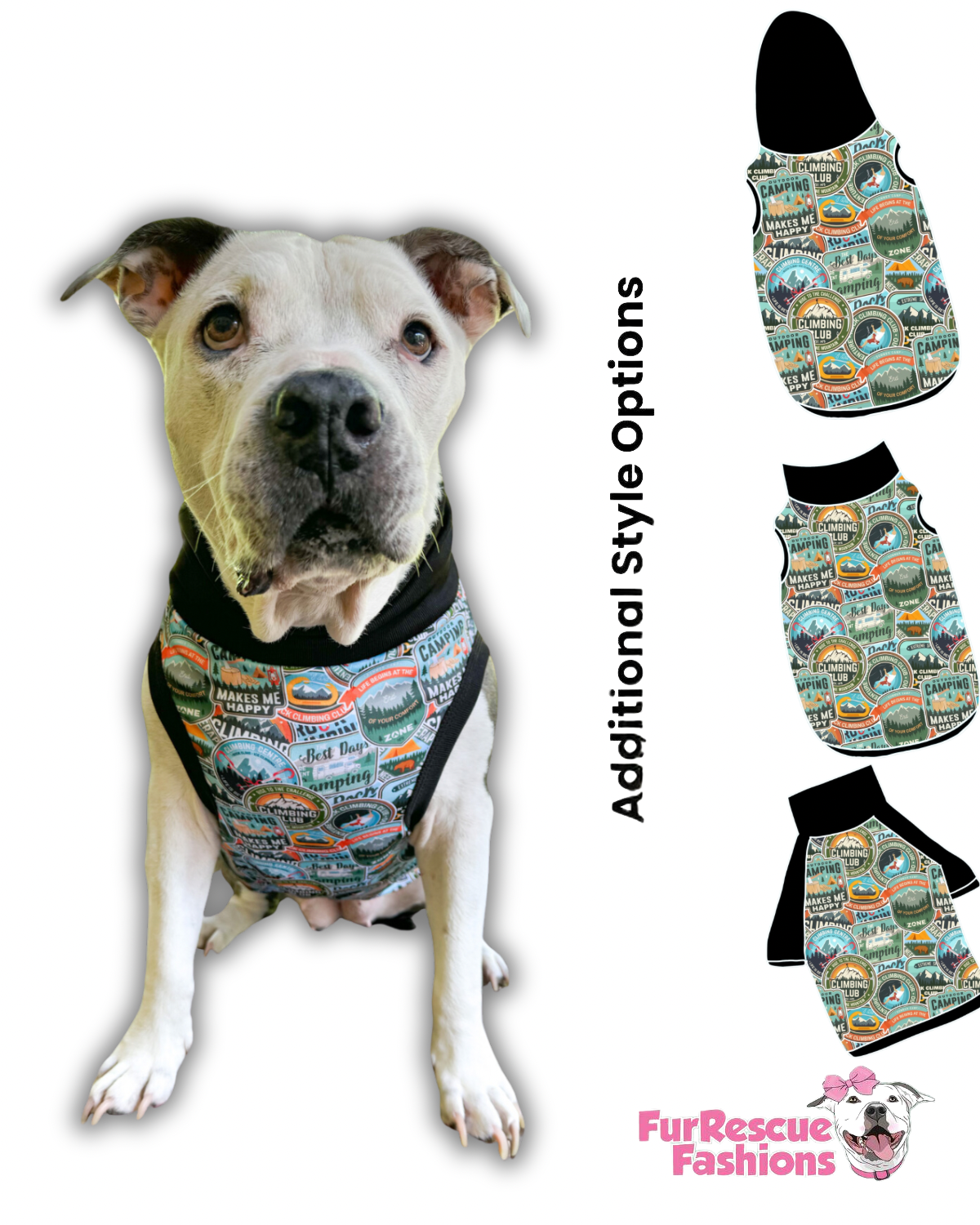 Camping Lover Dog Pajama with Black Neck & Trim/Sleeves