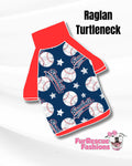 Baseball Love Dog Pajama with Red Neck & Trim/Sleeves
