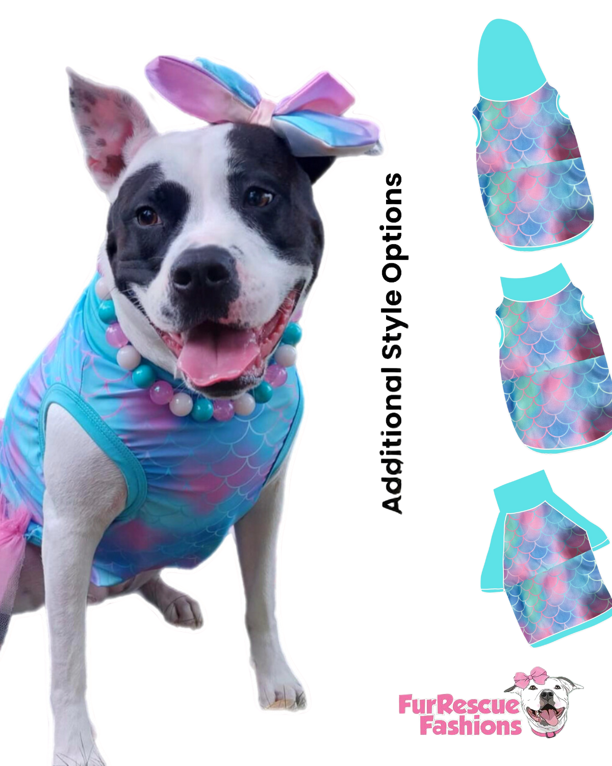 Mermaid Scales Dog Pajama with Aqua Neck & Trim/Sleeves