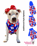 Red, White & Blue Camo American Pittie Dog Pajama with Blue Neck & Trim/Sleeves