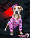 Budding Love - PAWjama with Hot Pink Neck & Trim/Sleeves
