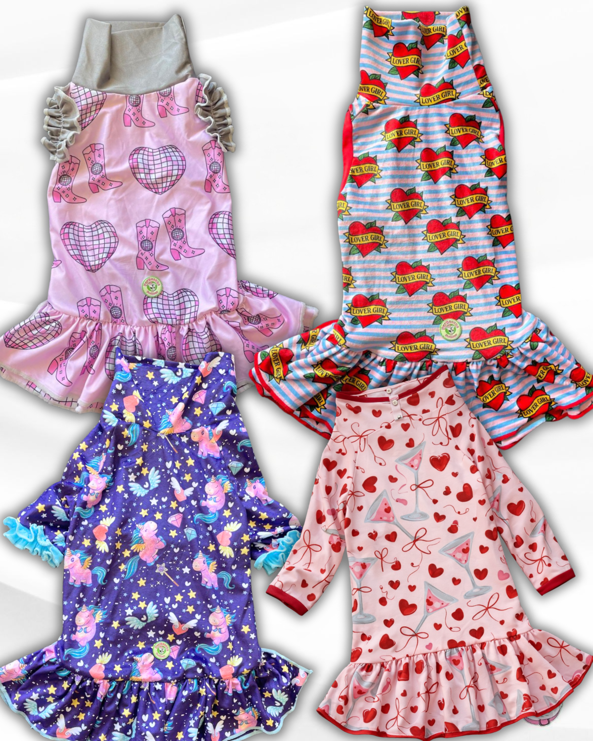 My Fur-Ever Valentine Dog Dress With Ruffle / With Sleeves or Sleeveless (Available in any pattern)