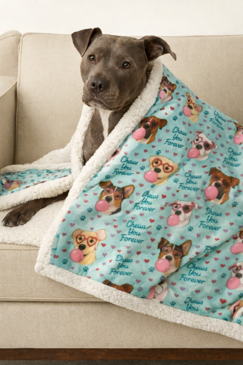 My Fur-Ever Valentine Throw Blanket With Sherpa Lining