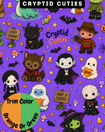 Cryptid Cuties - Dog Pajama with Orange or Green Neck & Trim/Sleeves
