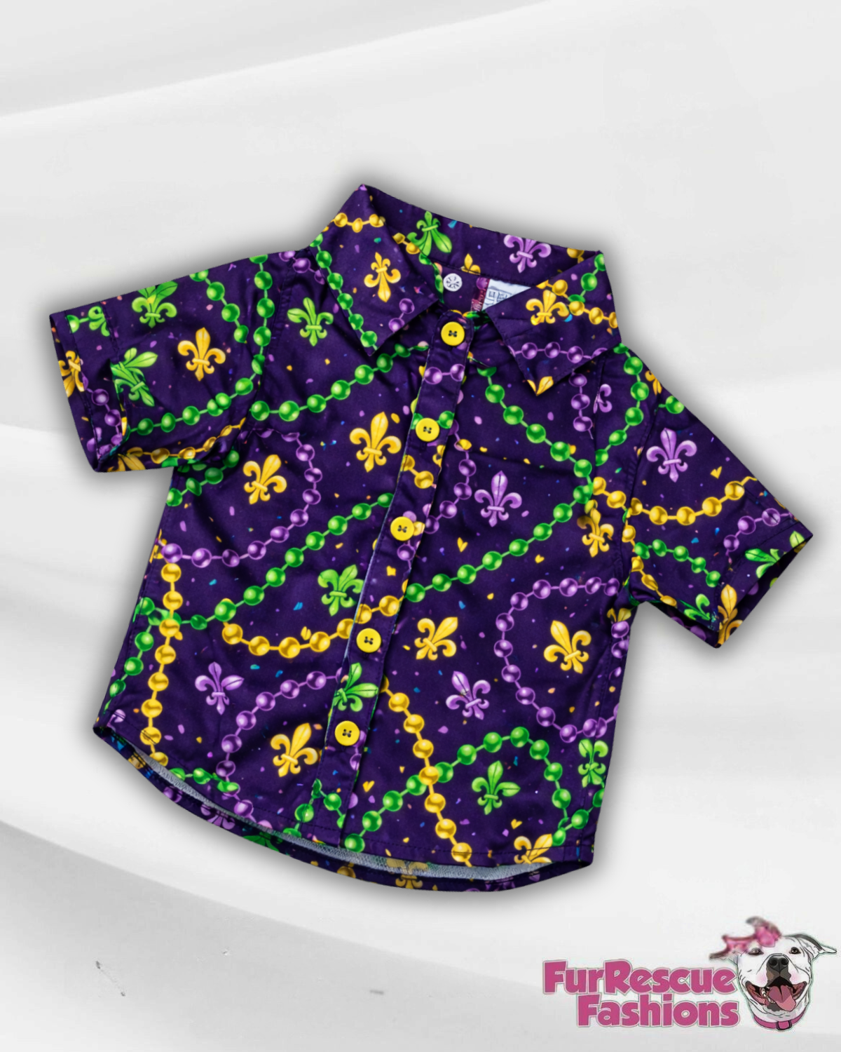 Mardi Paws Mash-Up Hawaiian Faux Button Up Dog Shirt With Sleeves (Choose Your Pattern)