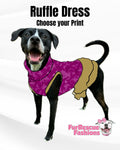 Pop Up Dog Dress With Ruffle / With Sleeves or Sleeveless (Available in any pattern)