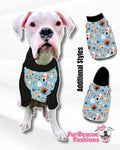 Lets Play Ball Dog Pajama with Black Trim, Neck & Sleeves
