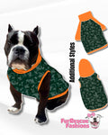 Dragons - Green Dog Pajama with Orange Trim, Neck & Sleeves