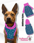 Dragons - Blue Dog Pajama with Pink Trim, Neck & Sleeves