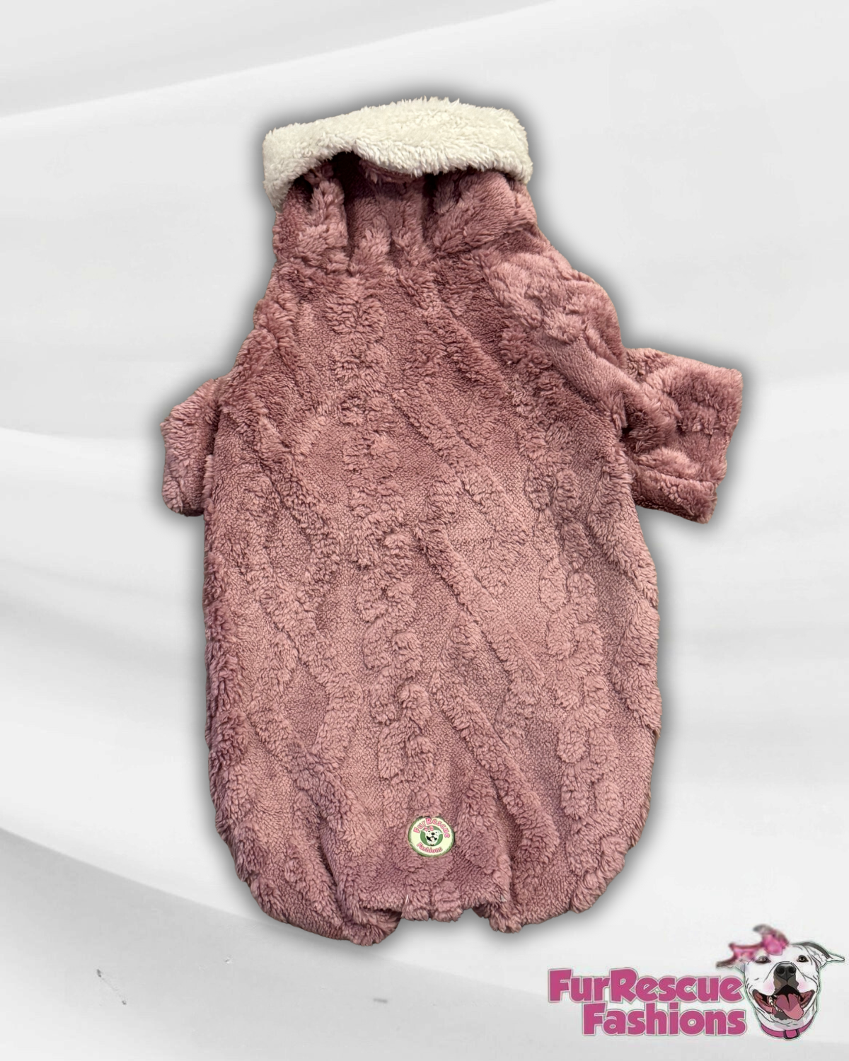 Rose Pink Velvety Plush Dog Sweater with Sherpa Lining
