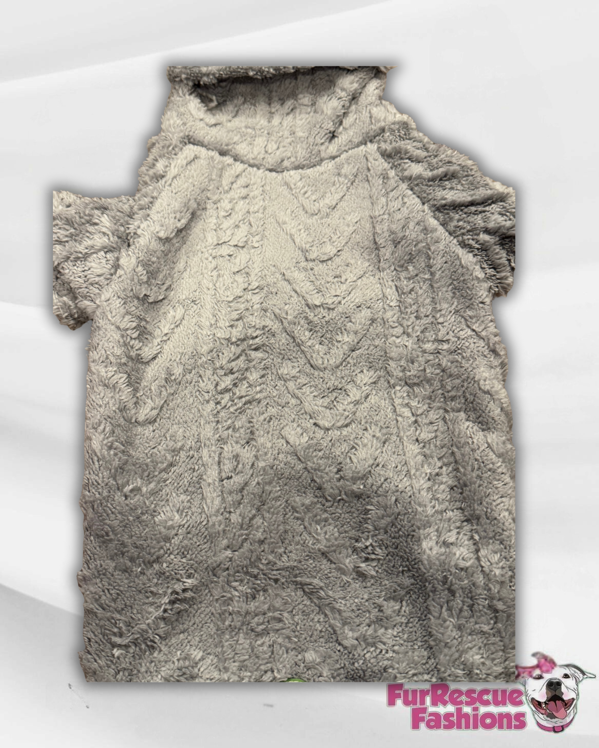 Grey Velvety Plush Dog Sweater with Sherpa Lining