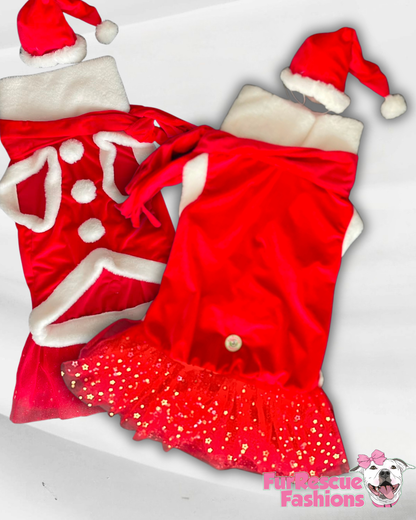 Santa & Pompoms Sleeveless Dog Dress