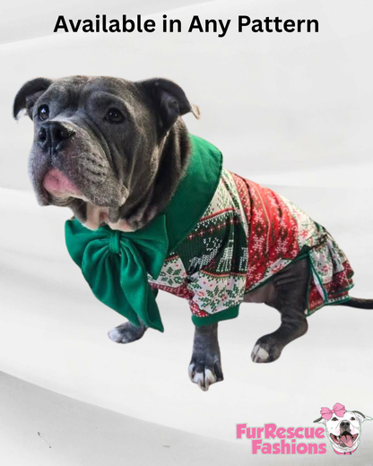 2026 Christmas in July Dog Dress With Ruffle / With Sleeves or Sleeveless (Available in any pattern)