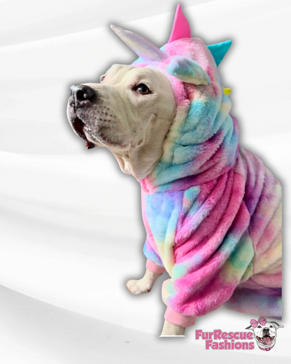 Unicorn Tie Dye Ultra Plush Winter Dog Hoodie