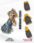Dragons & Vikings Dog Pajama with Mustard Neck & Trim/Sleeves
