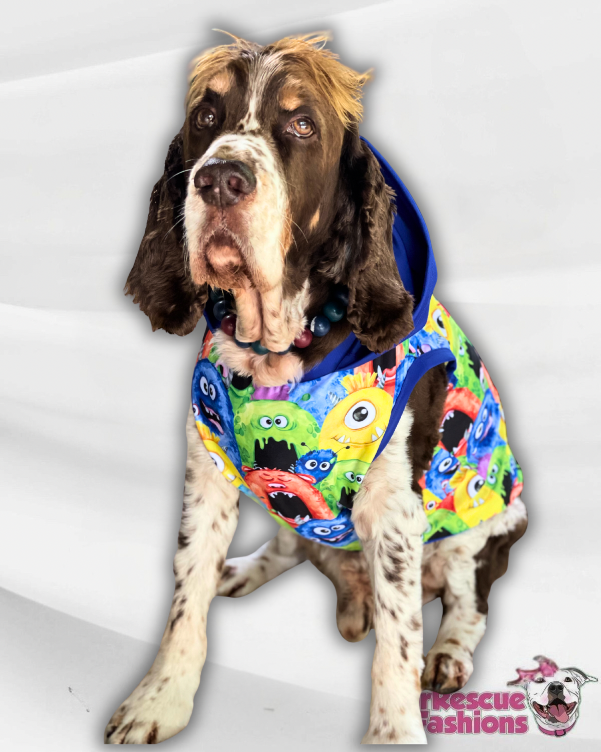Monster Pawty- PAWJama with Royal Blue Trim/Sleeves