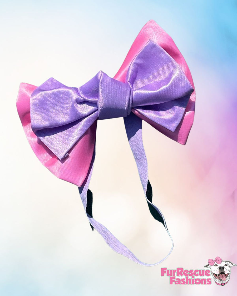 Pink & Lilac Satin Doggie Bow Headband