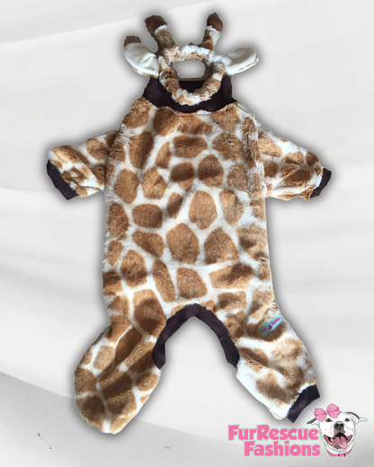 Luxury Fleece Giraffe Dog Outfit with Headband