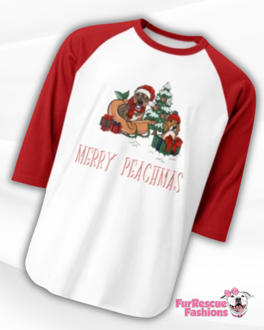 Merry Peachmas Human Raglan  Shirt