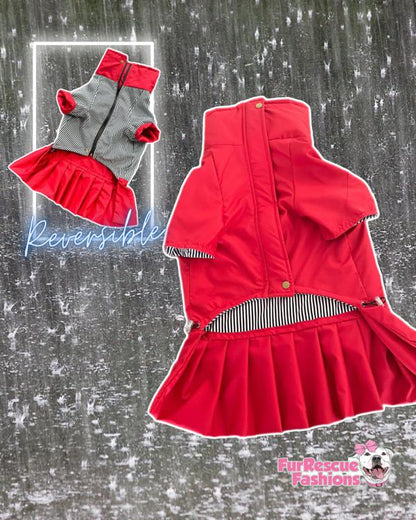 The Classy But Never Ordinary Reversible Rain Jacket Or Cape with Removable Hoodie And Skirt Or Ruffles