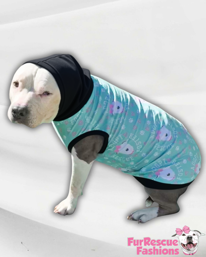 Rescue, Foster Adopt Mint - Dog Pajama with Black or Pink Neck & Trim/Sleeves