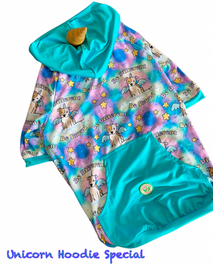 Pittiecorn Proud – Dog Pajama with Aqua Neck & Trim/Sleeves
