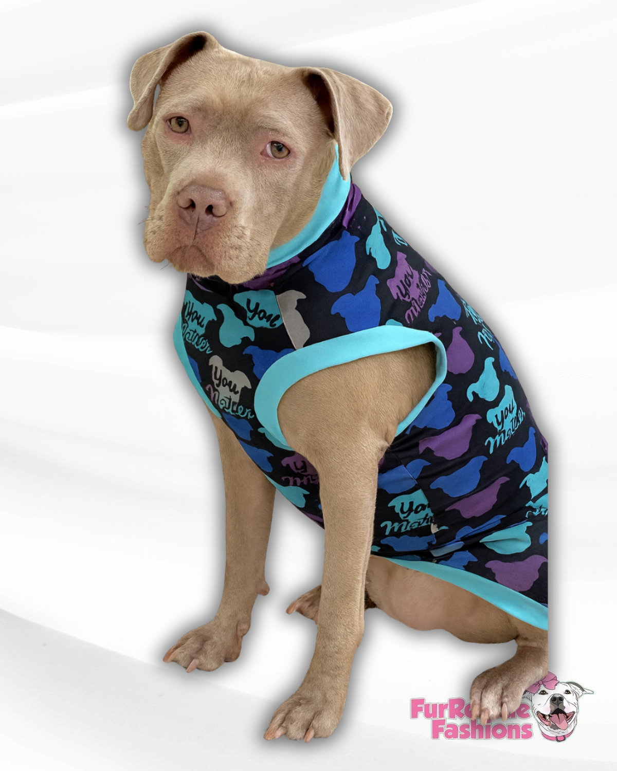 You Matter Dog Pajama with Aqua Neck & Trim/Sleeves
