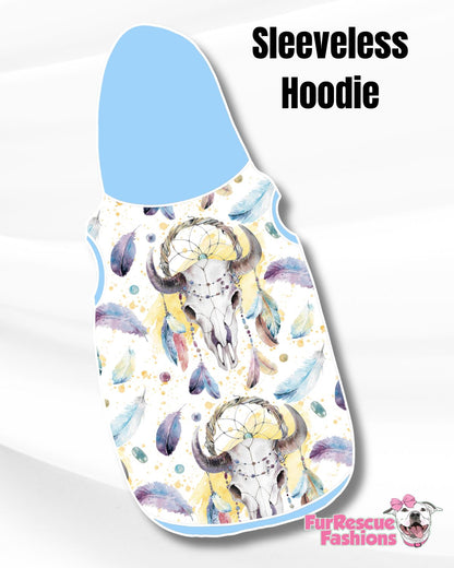 Native Feather & Dream Catcher Pajama with Light Blue Neck & Trim/Sleeves