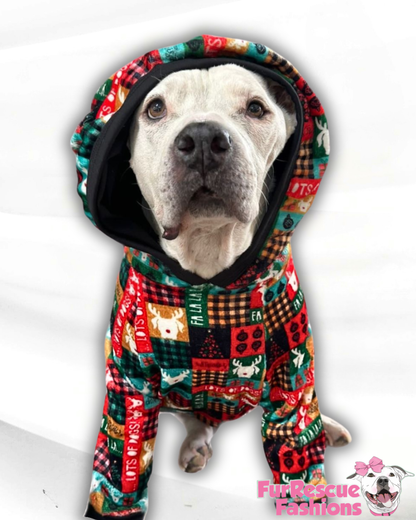 Fa La La La Buffalo Print - PAWjama with Black Neck & Trim/Sleeves