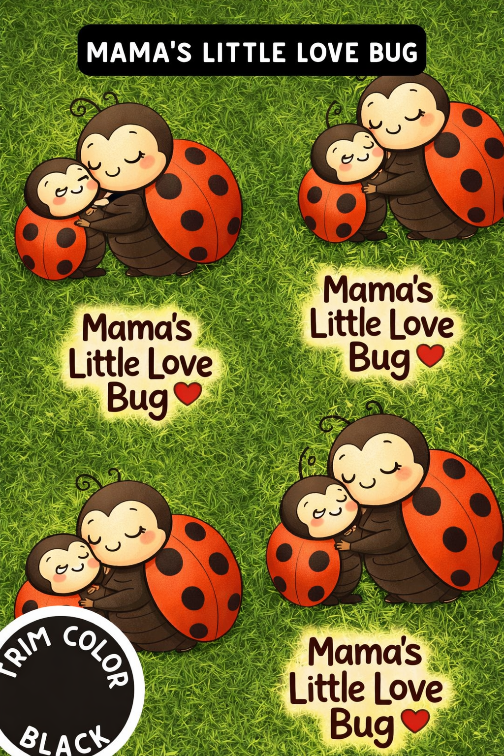 Mama’s Little Love Bug Pajama with Black Neck & Trim/Sleeves