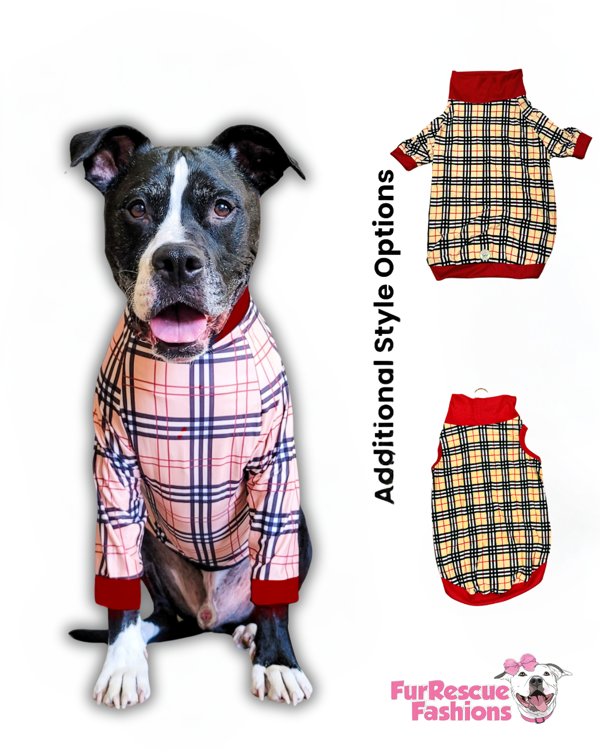 Barkberry plaid PAWjama with black Neck & Trim/Sleeves