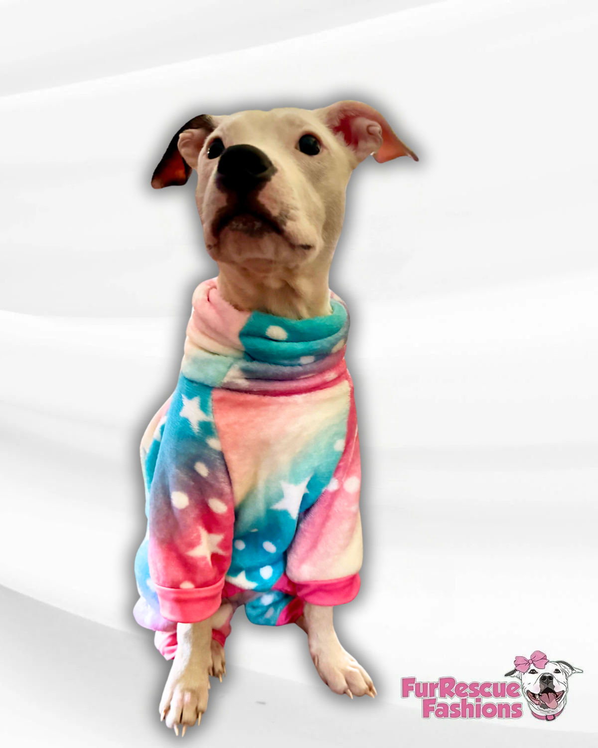 Rainbow Magic Dog Pajama with Pink Neck & Trim/Sleeves