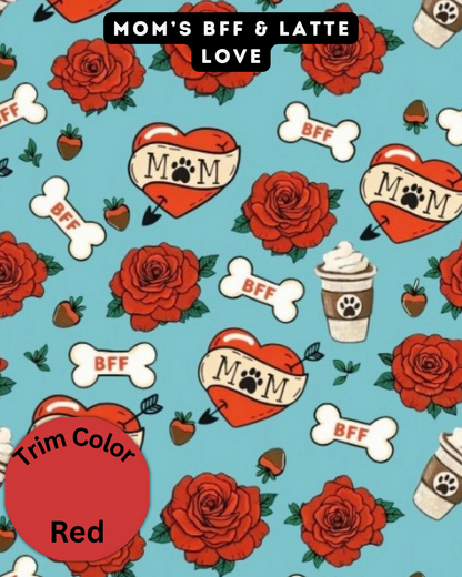 Mom’s BFF & Latte Love - PAWJama with Red Trim & Neck