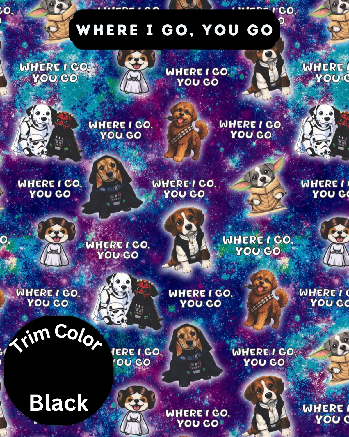 Where I Go, You Go Star Paws - Dog Pajama with Black Neck & Trim/Sleeves