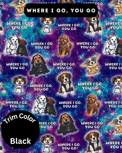 Where I Go, You Go Star Paws - Dog Pajama with Black Neck & Trim/Sleeves