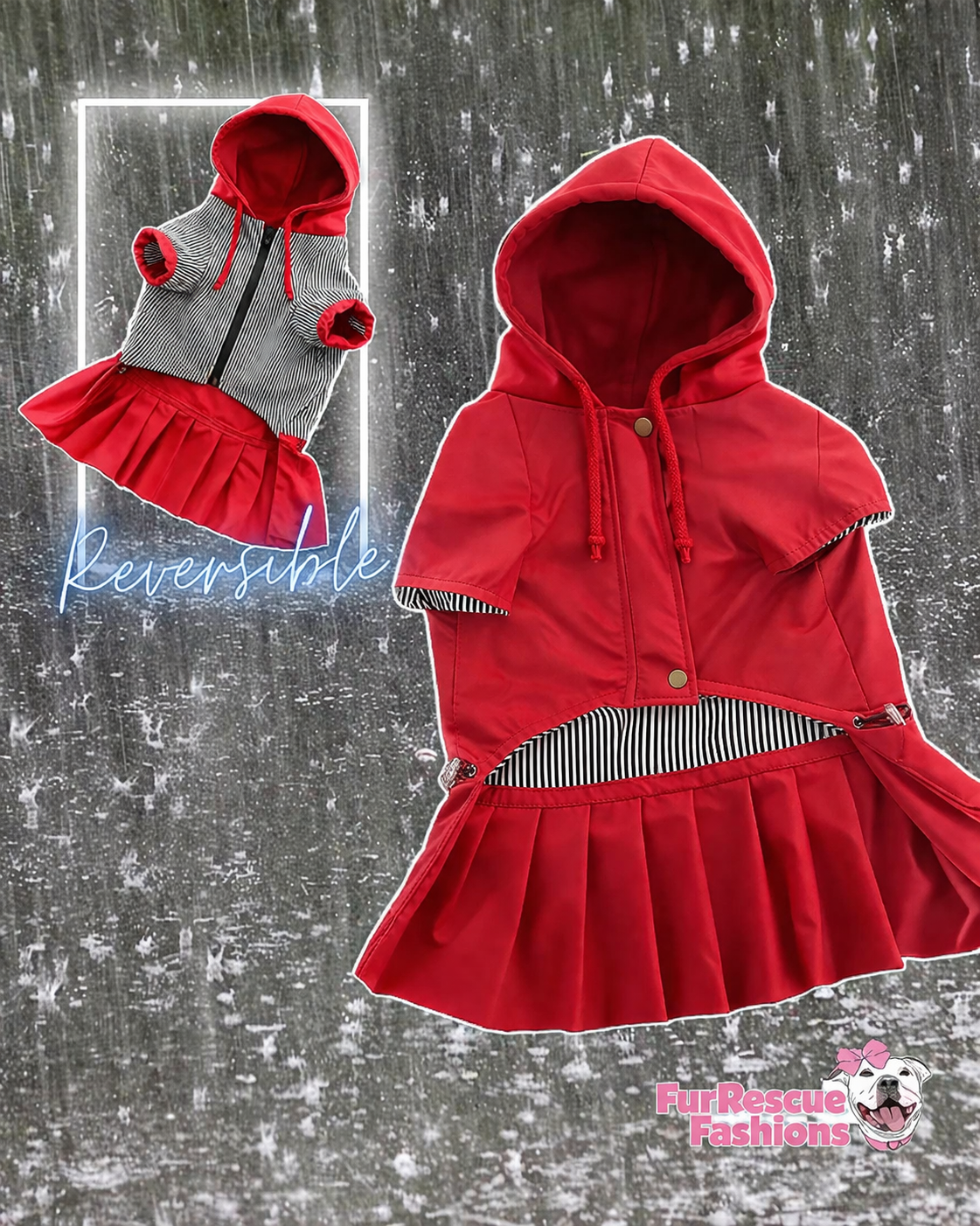 The Classy But Never Ordinary Reversible Rain Jacket Or Cape with Skirt Or Ruffles