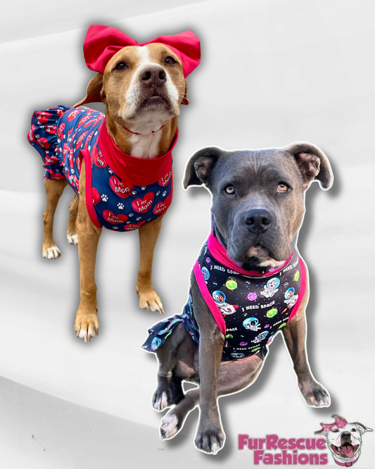 May the Mom Force Be With You - Rain Or Shine  Dog Dress With Ruffle / With Sleeves or Sleeveless (Available in any pattern)