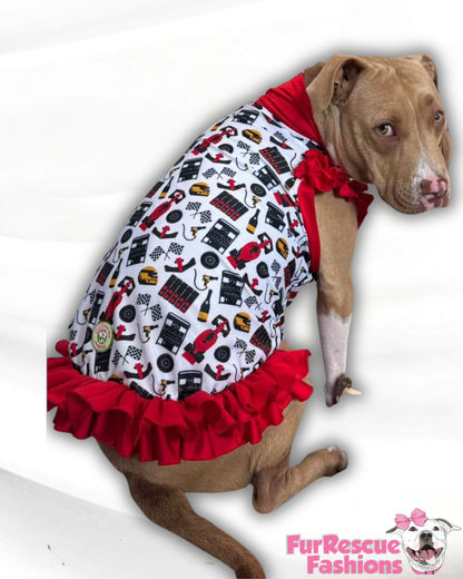 Formula 1 Dog Shirt With Ruffles On the Booty